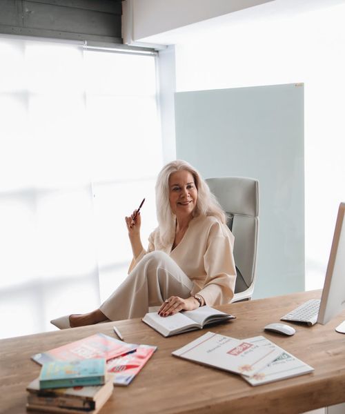 Professional female instructor smiling in a peaceful environment